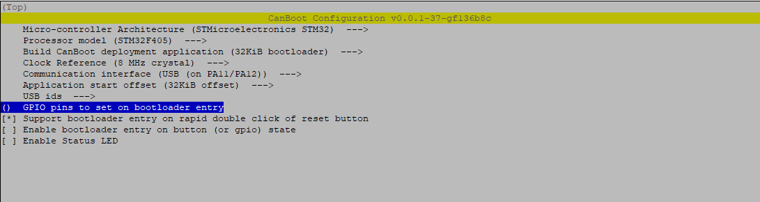 CanBoot Menu Config USB