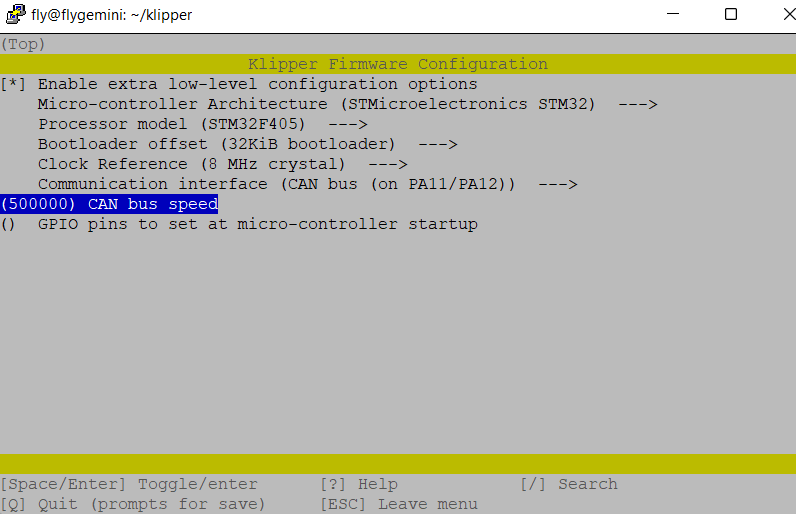 Klipper Menu Config CAN