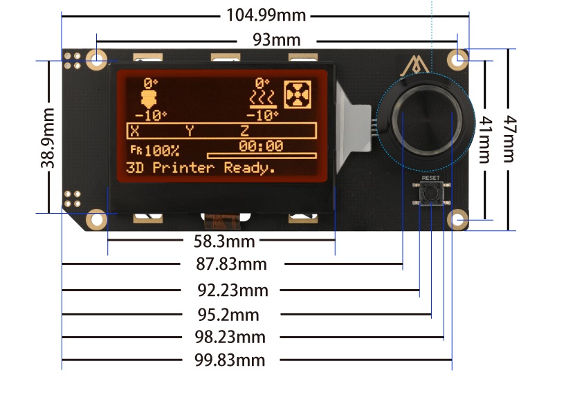 Fly-Mini 12864 Dimensions