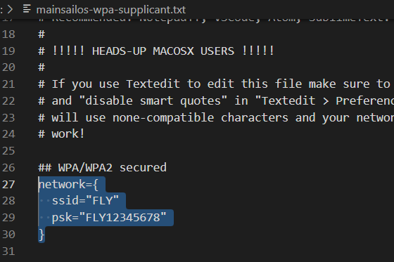 Edit WIFI configuration file