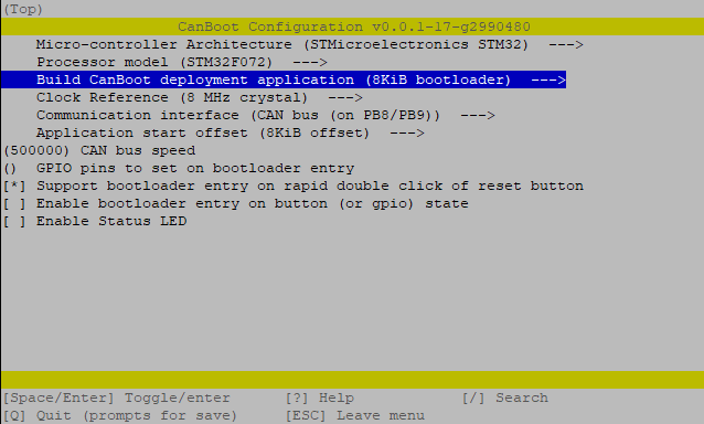 CanBoot Menu Config CAN - update this image