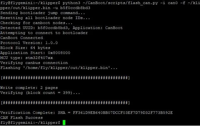 Burn Klipper firmware over CANbus