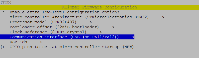 Klipper Menu Config USB
